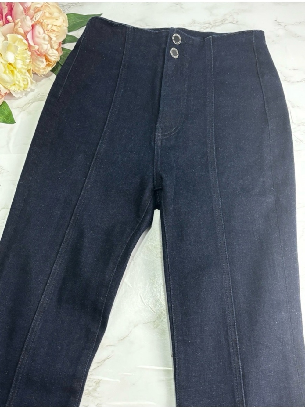 Veronica Beard High Rise Beverly Skinny Flare Stretch Jean Indigo Blue Size 25